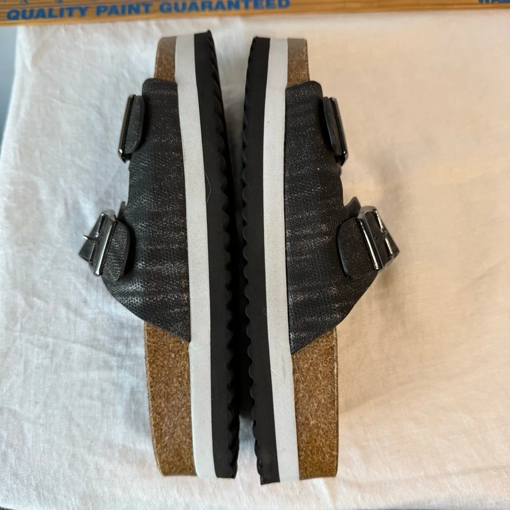 Black Sparkling Boutique Corkys‎ Sandals cork footbed size 6
